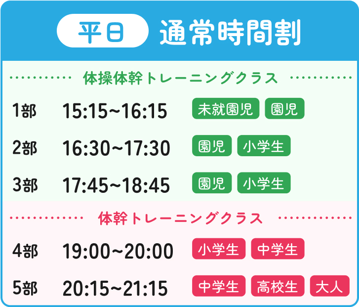 平日通常時間割